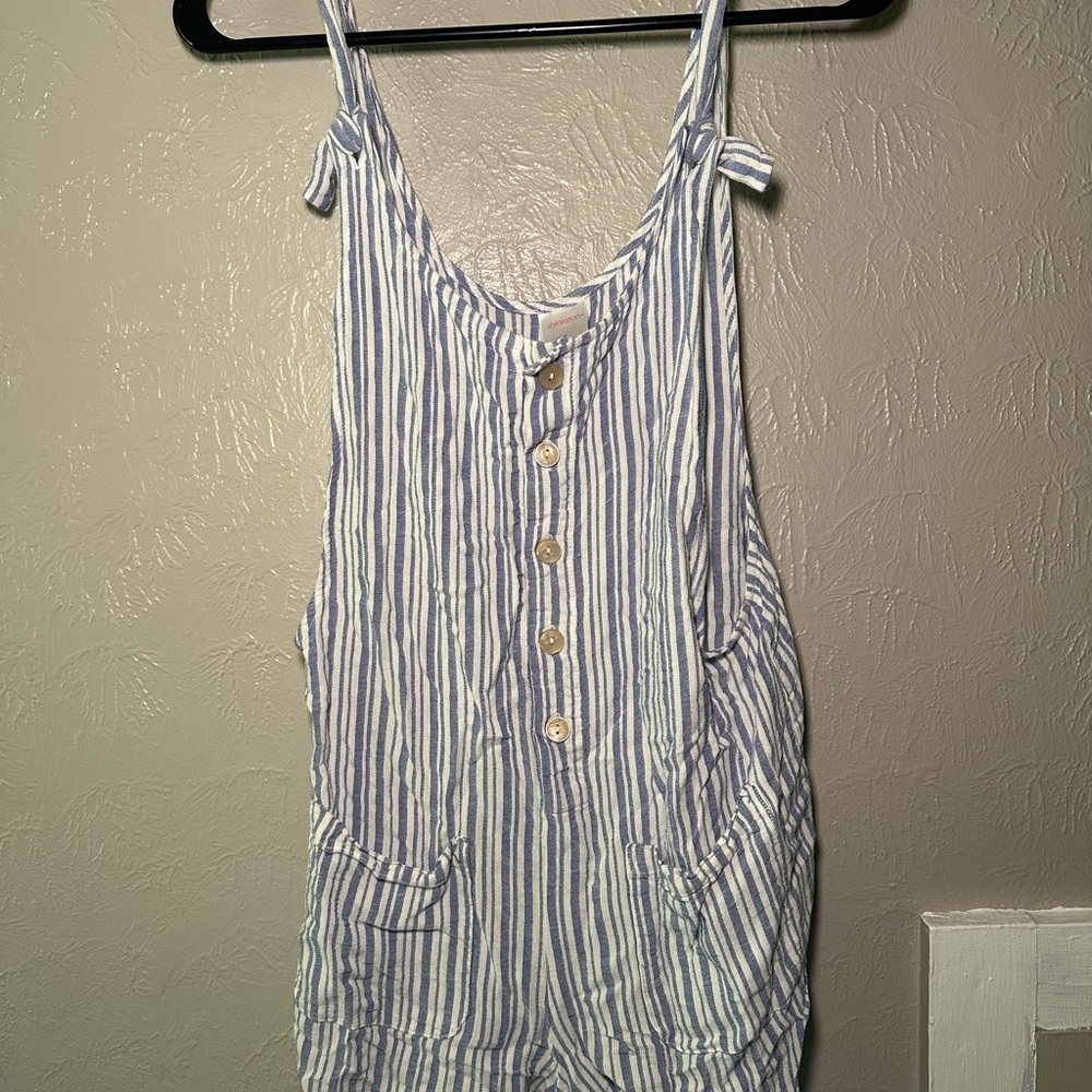 Xhilaration Blue and White Striped Romper